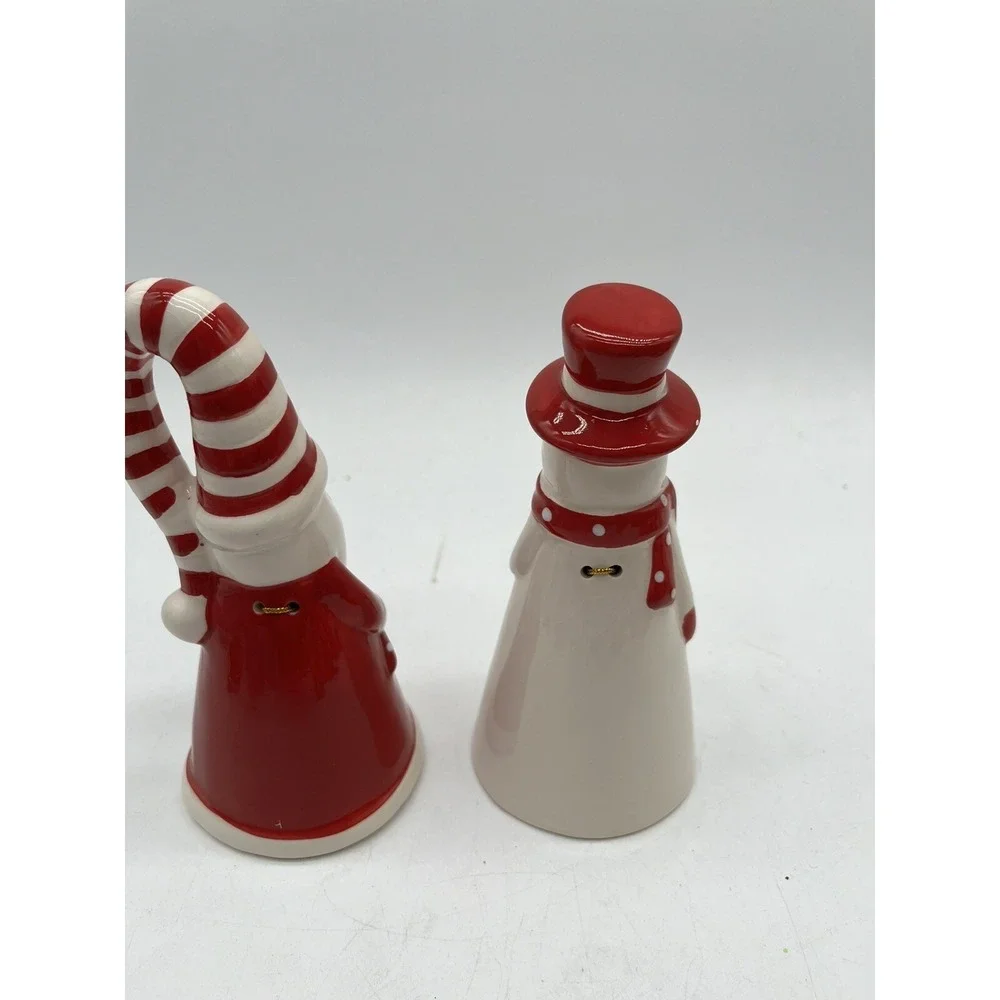 Ceramic Christmas Holiday Bell  Santa and Snowman Set Of 2